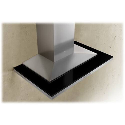 Left View: Zephyr - Arc Collection Layers 35" Range Hood - Stainless steel and black glass