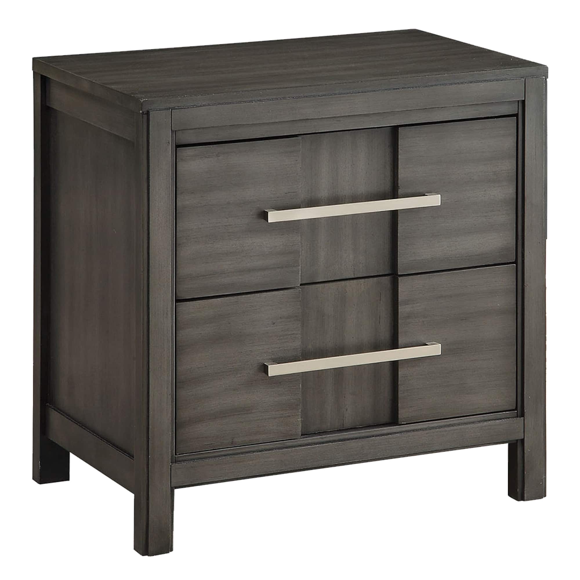 Manhattan Lane - Transitional Solid Wood Night Stand With Two Drawers - Gray