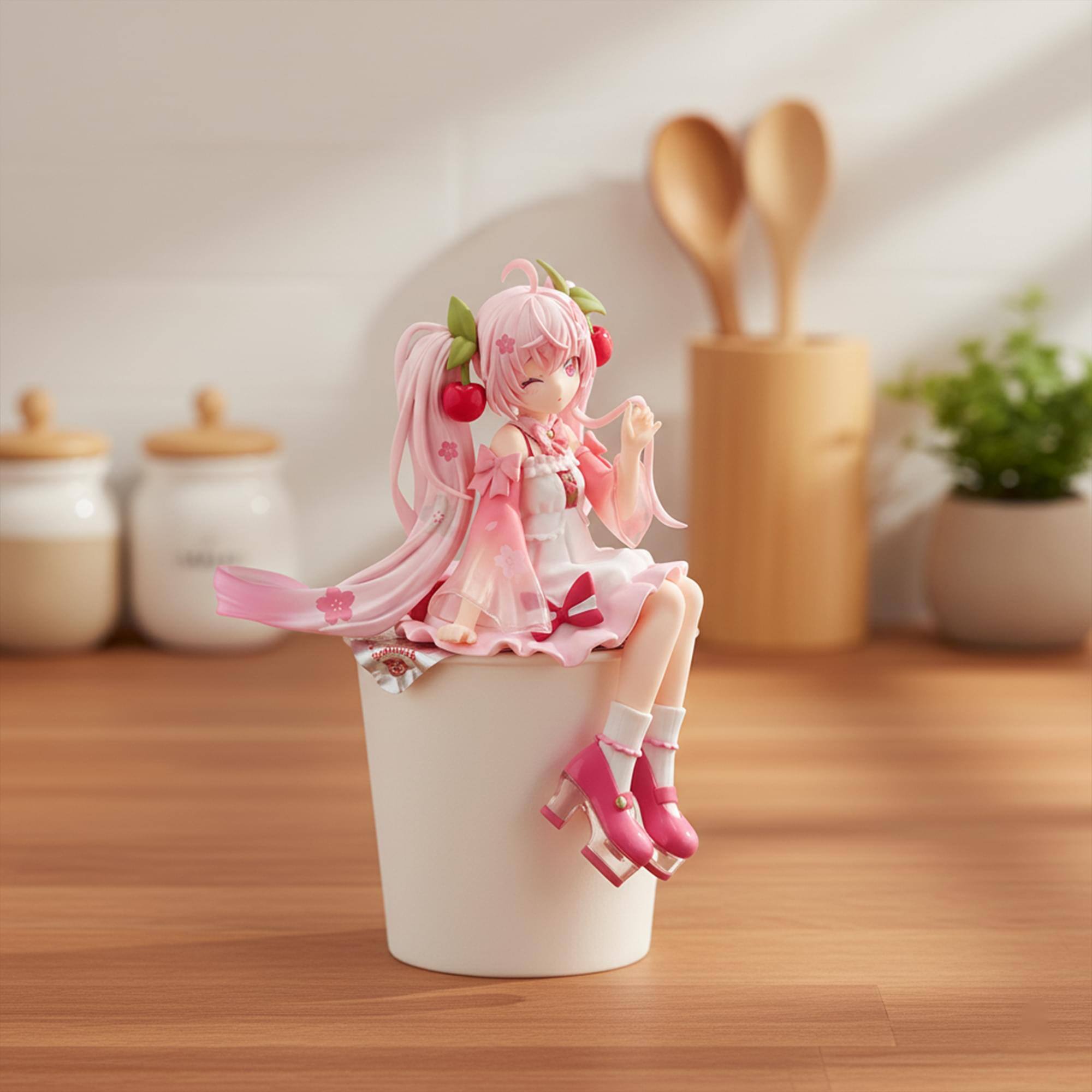 Alt View 4. Little Buddy - Vocaloid Hatsune Miku Noodle Stopper Figure | Sakura Miku 2025 Wink Ver. - Pink.