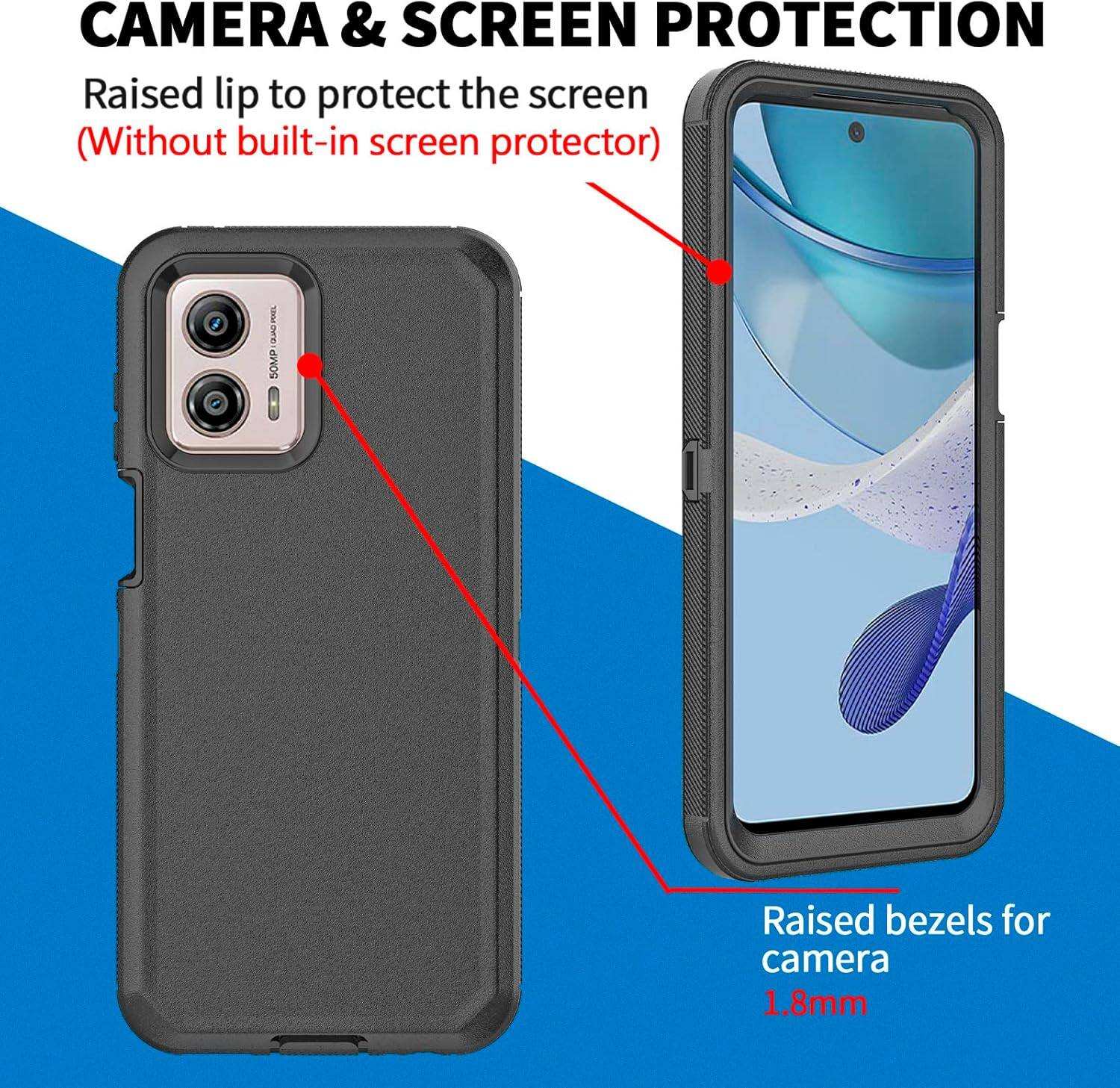CAMERA & SCREEN PROTECTION
Raised lip to protect the screen (Without built-in screen protector)
Raised bezels for camera 1.8mm
