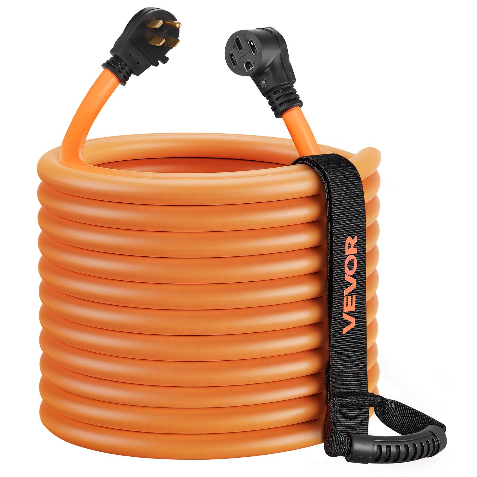 Alt View 5. VEVOR - 50 Amp 100 Feet RV Extension Cord, 125V/250V, Heavy Duty 6/3 + 8/1 Gauge STW RV Power Cord, NEMA 14-50P to NEMA 14-50R - Orange;Black.