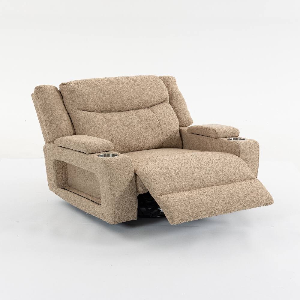 Alt View 3. Ropilly - Ropilly Extra Wide Power Recliner Velvet Massage Chair with Swivel and Heat - Camel.