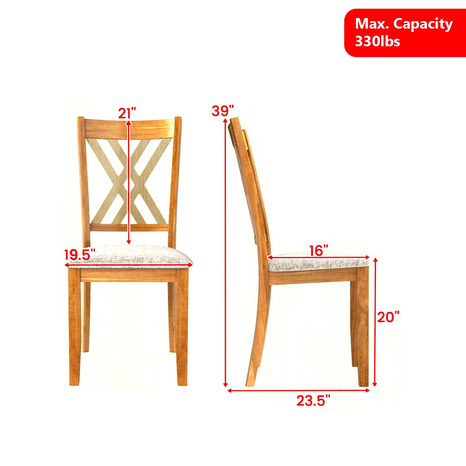 Max. Capacity 330lbs  
21" 39" 19.5" 16" 20" 23.5"