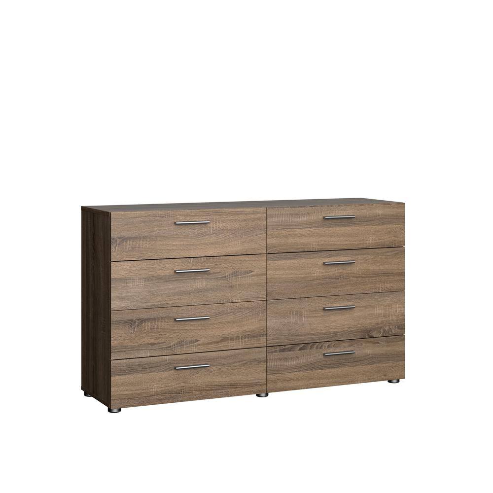 Angle. FurniFact - Elegant 8 Drawer Dresser in Truffle Oak for Modern Bedroom Storage Solutions - Truffle Oak.
