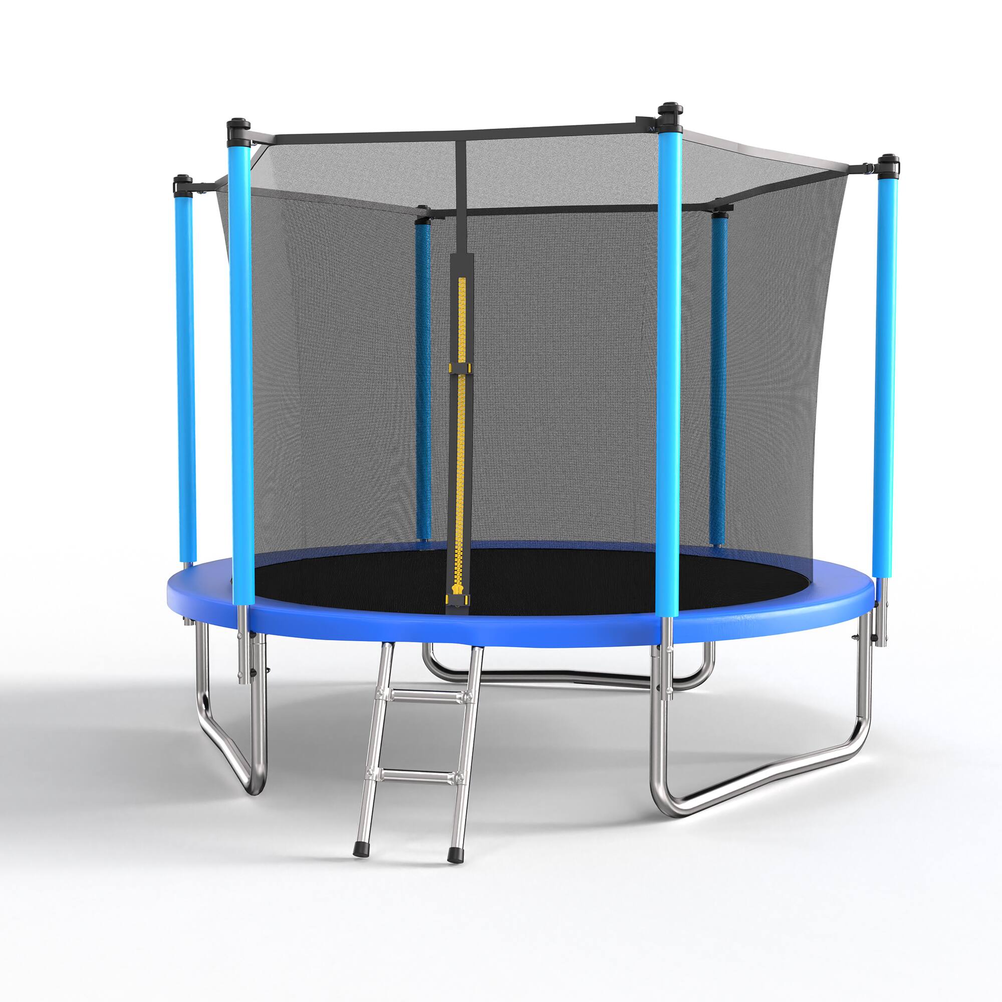 Left. LOVMOR - Lovmor 8 FT Trampoline with Ladder and Safety Enclosure Recreational Trampoline for Adults.