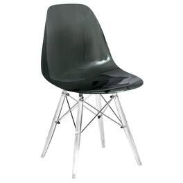 LeisureMod - Dover Modern Acrylic Accent Side Chair with Eifel Design Legs for Dining Room, Kitchen and Home Office - Transparent Black