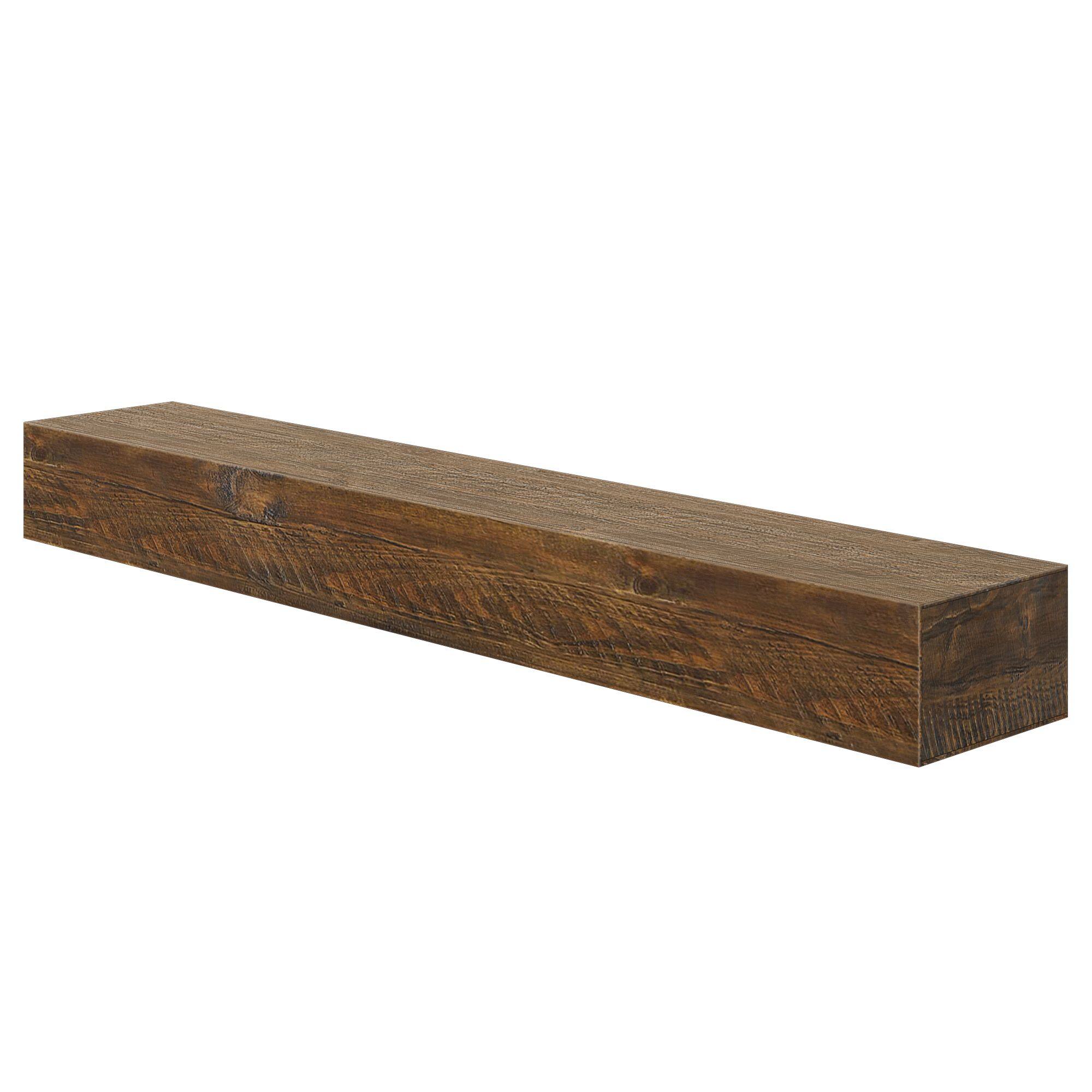 Alt View 7. Plank+Beam - Rustic Floating Shelf/Fire Beam (48in / 1219mm), Rustic Barnwood - Rustic Barnwood.