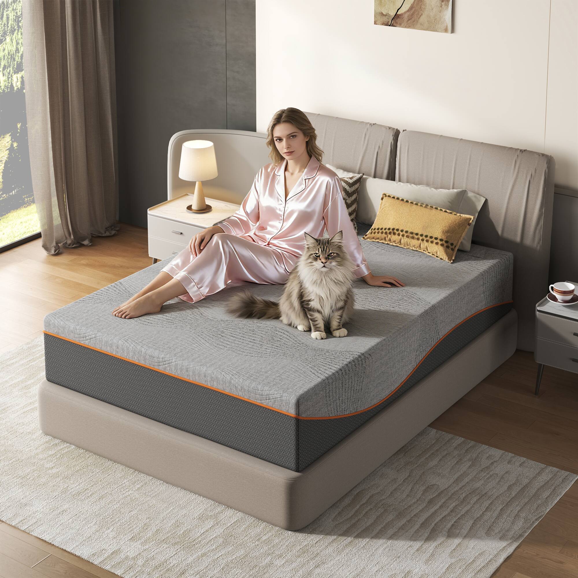 Alt View 1. Ecooso - Twin 10" Gel Memory Foam Mattress in a Box, Medium Firm, Pressure Relief, Cooling, Fiberglass-Free, CertiPUR-US - Grey.