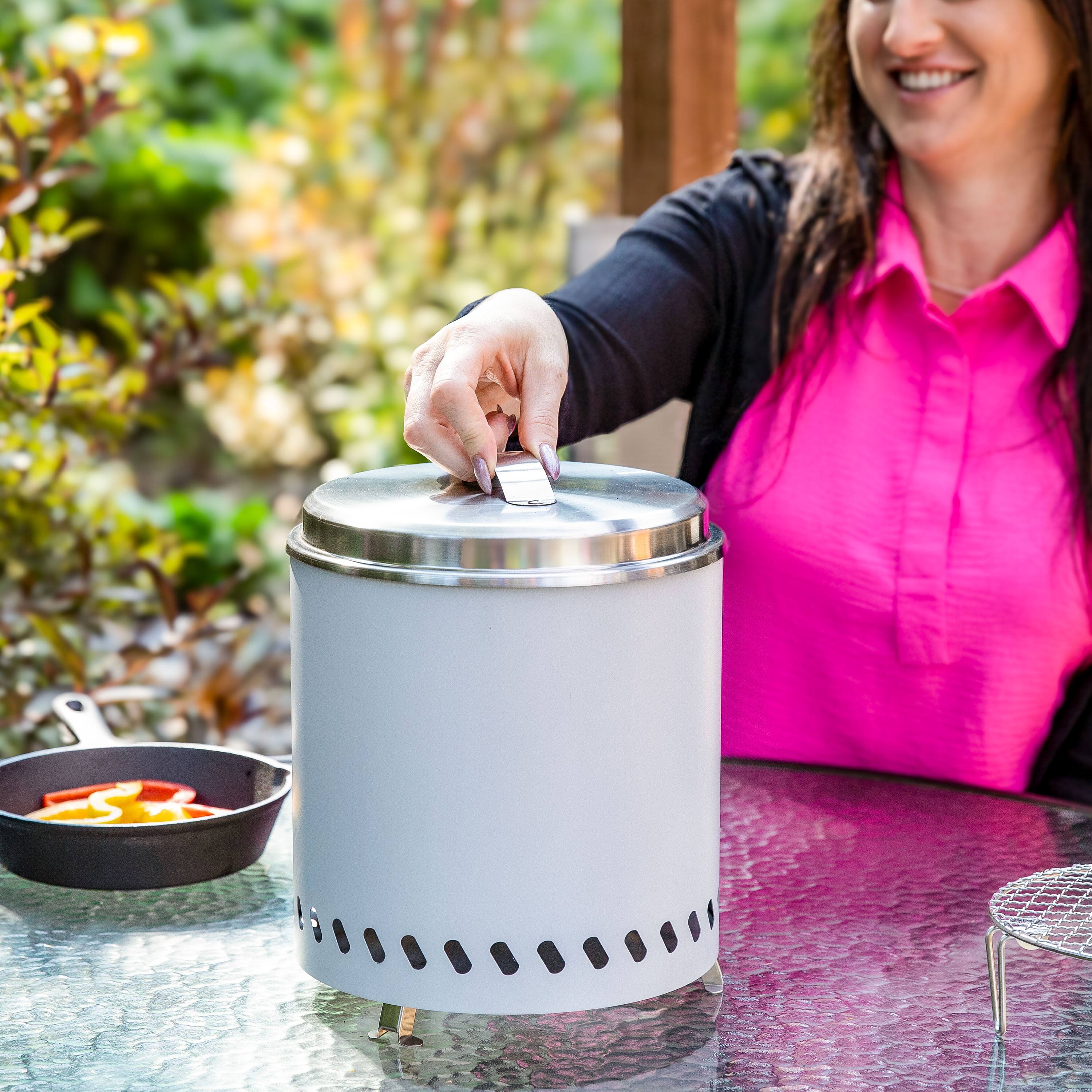 Alt View 5. Sunnydaze - 3-pc Accessory Kit for Smokeless Tabletop Fire Pit - 8.75-in. - Silver.