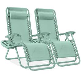 Best Choice Products - Set of 2 Zero Gravity Lounge Chair Recliners for Patio, Pool w/ Cup Holder Tray - Seafoam