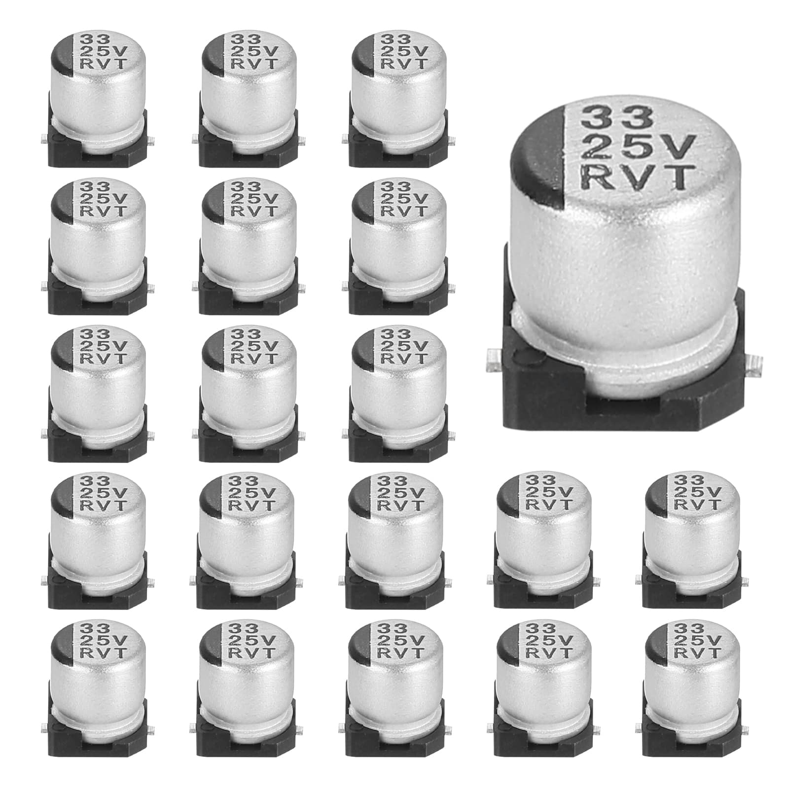 Unique Bargains - 33uF 25V SMD Aluminum Electrolytic Capacitor, Low Impedance, 5x5.4mm, 20pcs, for TV/Computer/DIY - Silver price history on PriceWatchPro