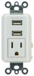Front Zoom. GE - USB and AC In-Wall Combo Outlet - White.