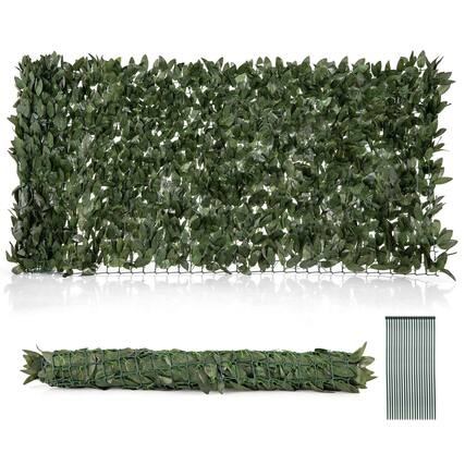 Front. Costway - Costway 120" x 40" Artificial Lily Leaf Privacy Fence Sun-protective Greenery Backdrop - Dark Green.