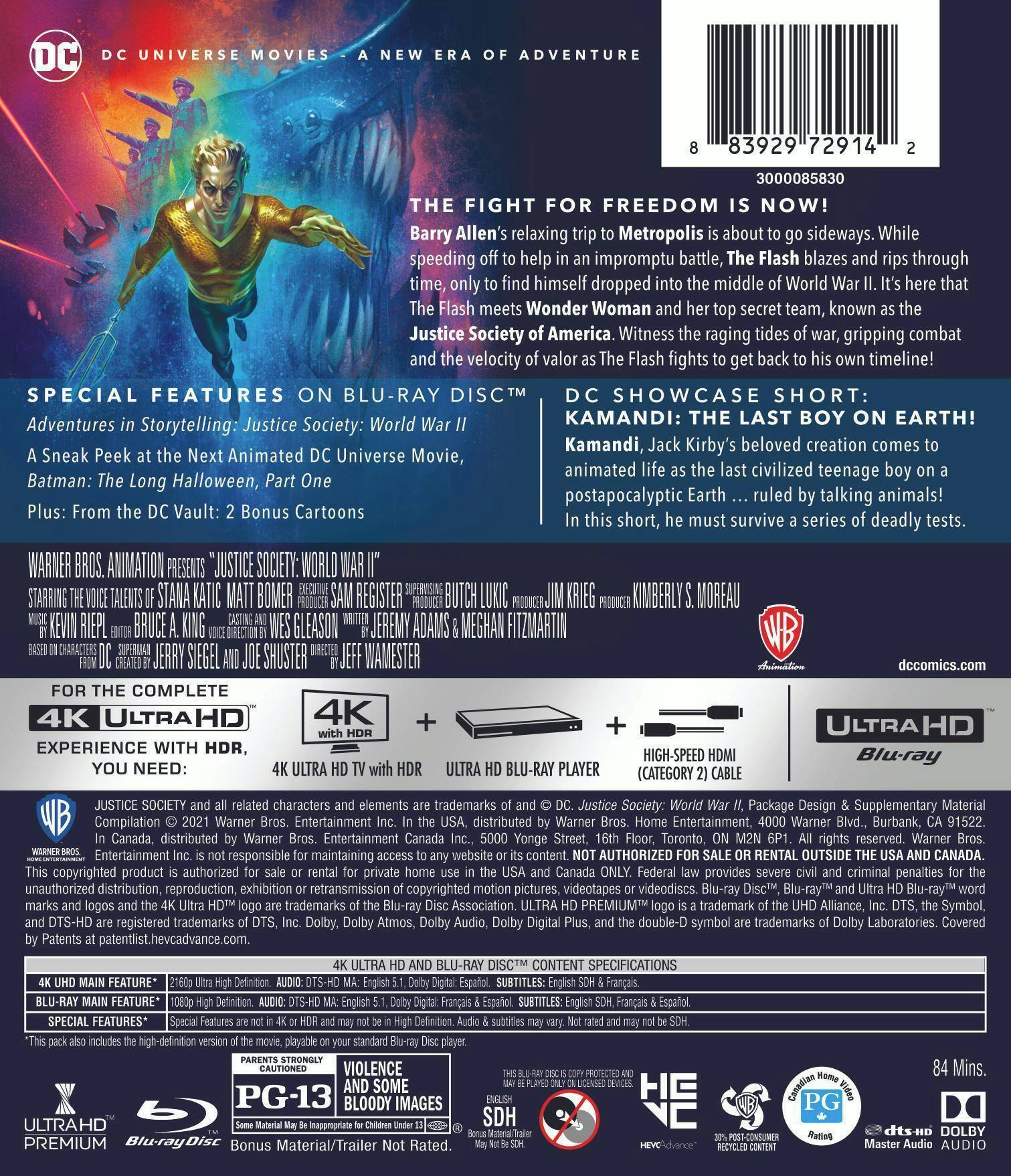 Back. Justice Society: World War II   - 4K Blu-Ray.