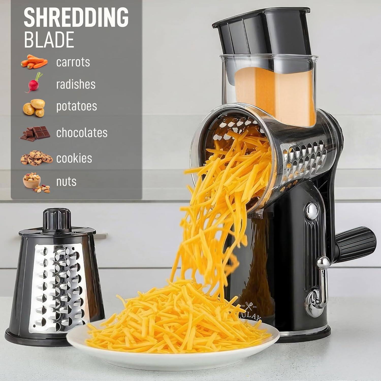 SHREDDING BLADE  
carrots  
radishes  
potatoes  
chocolates  
cookies  
nuts