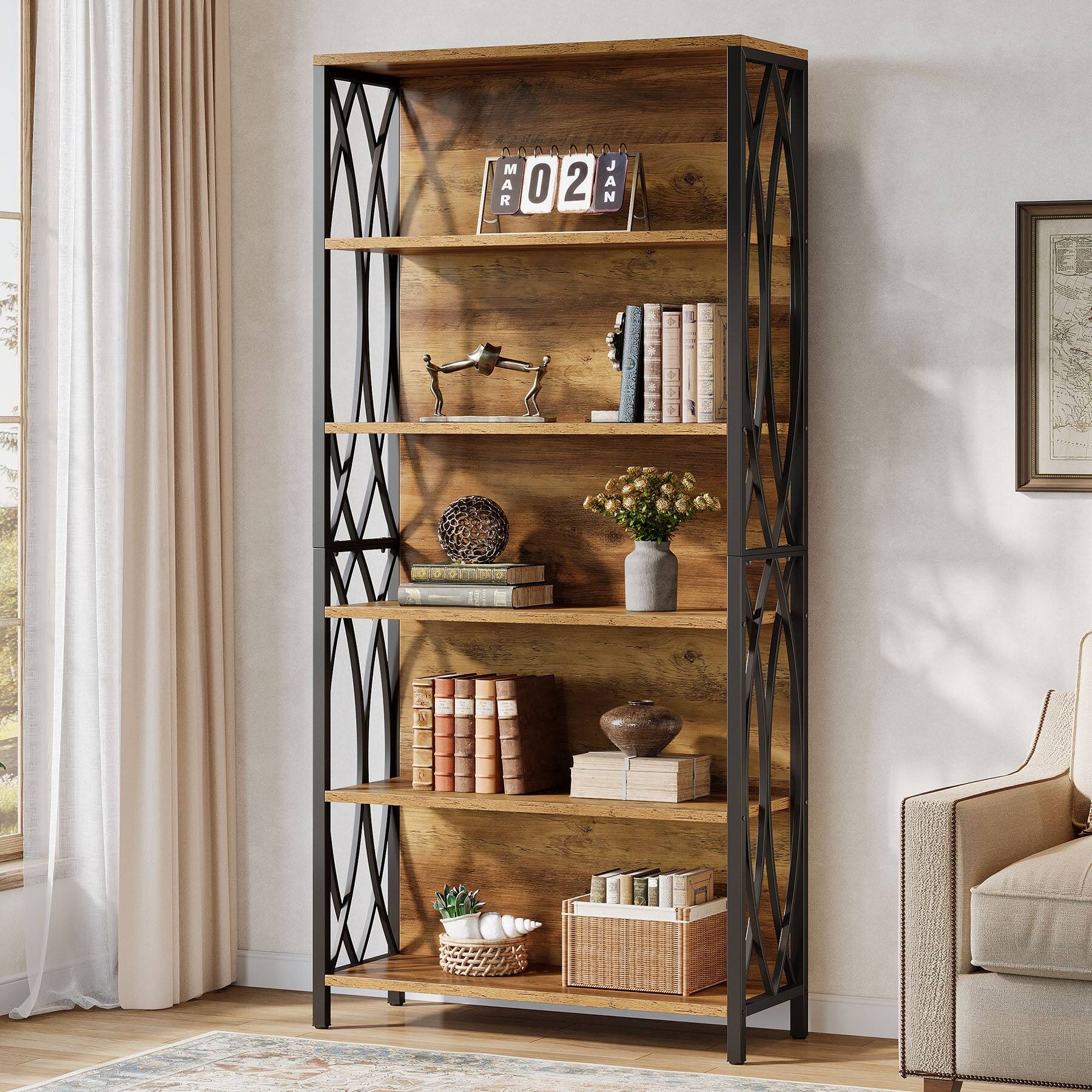 Tribesigns Industrial Bookshelf with Engineered Wood Construction and ...