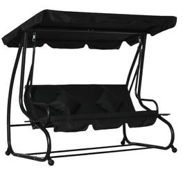 Resenkos - 3-Seat Swing Chair, Convertible Flatbed Glider With Adjustable Canopy, Black