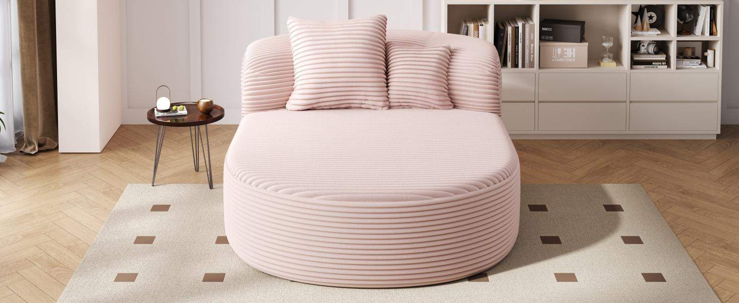 Angle. Roomtec - Modern Chaise Lounge Sofa Boneless Couch 51.6 inch Sofa Bed Compression Sofa Couch with Two Supportive Pillows for - Pink.