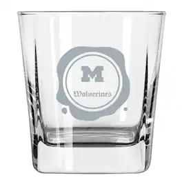 Logo Brands - Michigan Wolverines 14oz. Frost Stamp Old Fashioned Glass - Multicolor