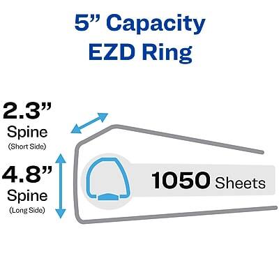5" Capacity EZD Ring  
2.3" Spine (Short Side)  
4.8" Spine (Long Side)  
1050 Sheets