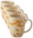 Angle Zoom. Rachael Ray - Gold Scroll 4-Piece Mug Set - Almond Cream.