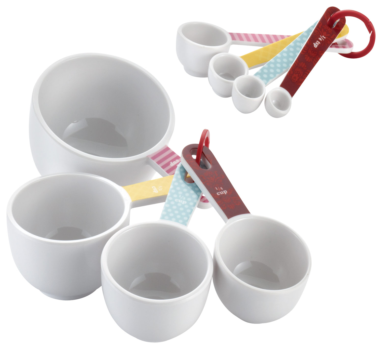 8 Piece Set of Chefmate White Plastic Measuring Cups & Spoons Starter Set