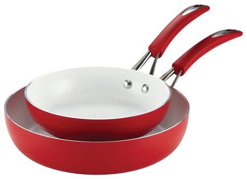 Angle. SilverStone - CXi 2-Piece Skillet Set - Chili Red/White.