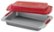 Angle Zoom. Cake Boss - Deluxe 9" x 13" Covered Cake Pan - Gray/Red.