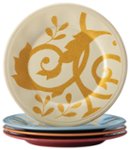 Angle Standard. Rachael Ray - Gold Scroll 4-Piece Appetizer Plate Set - Pumpkin Orange/Cranberry Red/Agave Blue/Almond.