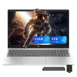 HP - 15.6" FHD Laptop,Intel i3-N305,32GB RAM,2TB SSD+1TB Dock Station,Intel UHD Graphics,Fingerprint Reader,Win 11 - Silver