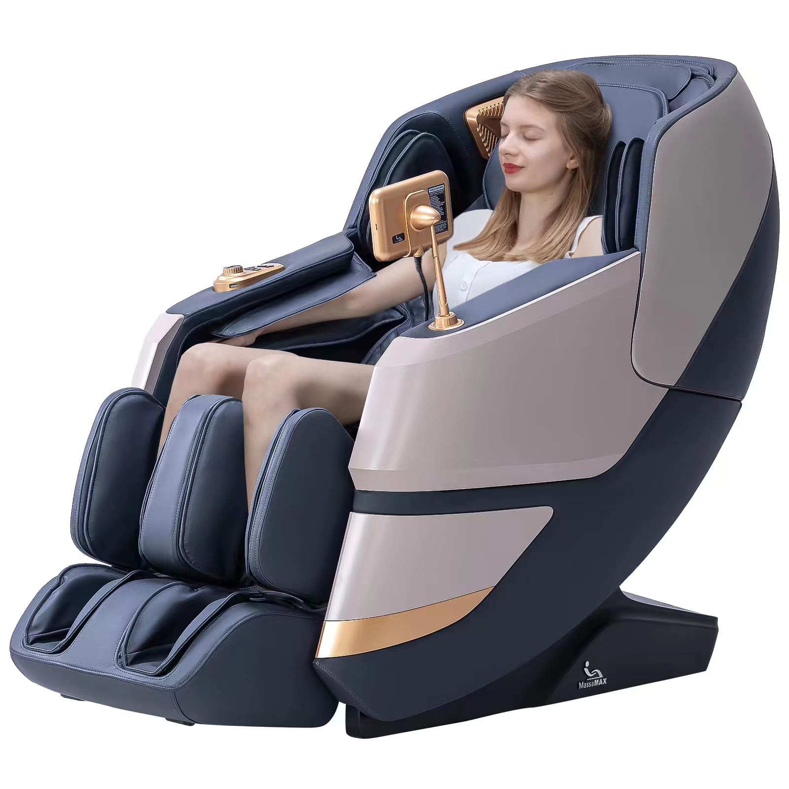 Front. MassaMax - MassaMAX MT339 4D Full Body Stretch Massage Chair ,Body Scan,Extended Footrest&Foot Rollers,Heat(Magic black) - Magic Black.