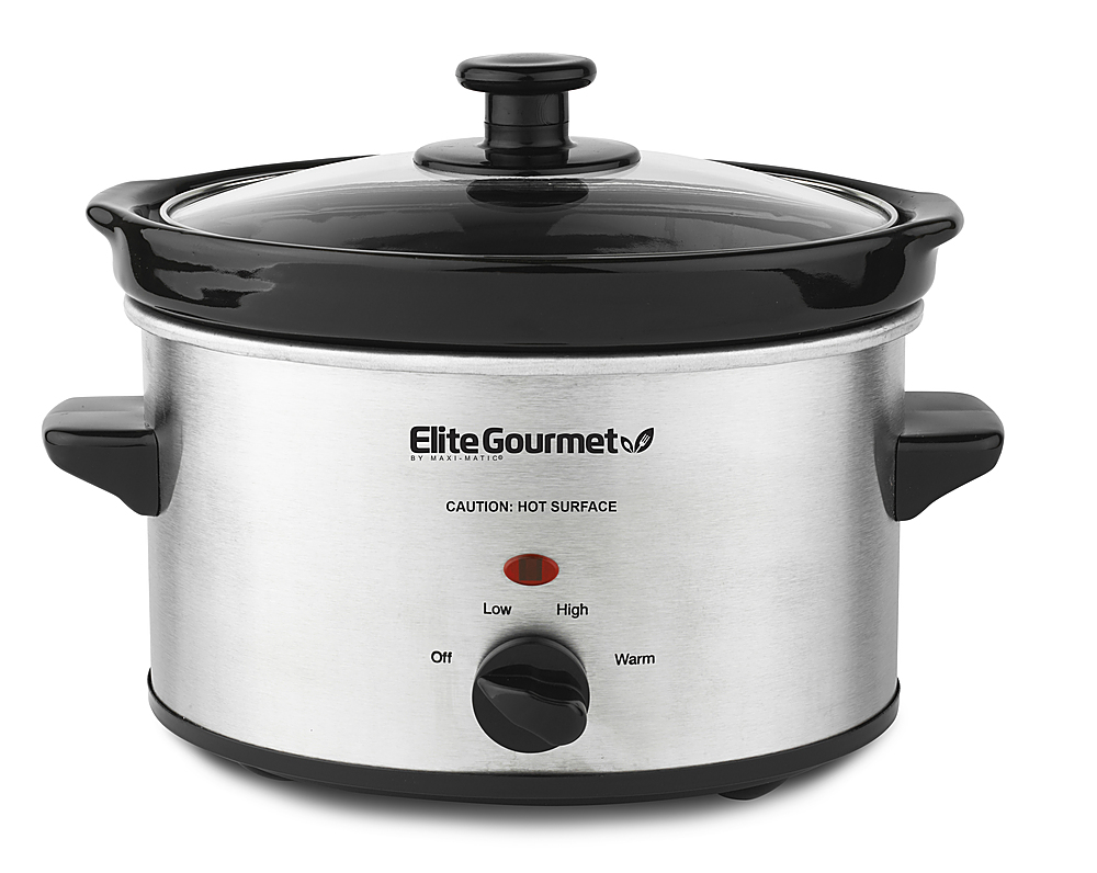 Best Buy: Elite Gourmet 2Qt. Oval Slow Cooker Stainless Steel MST