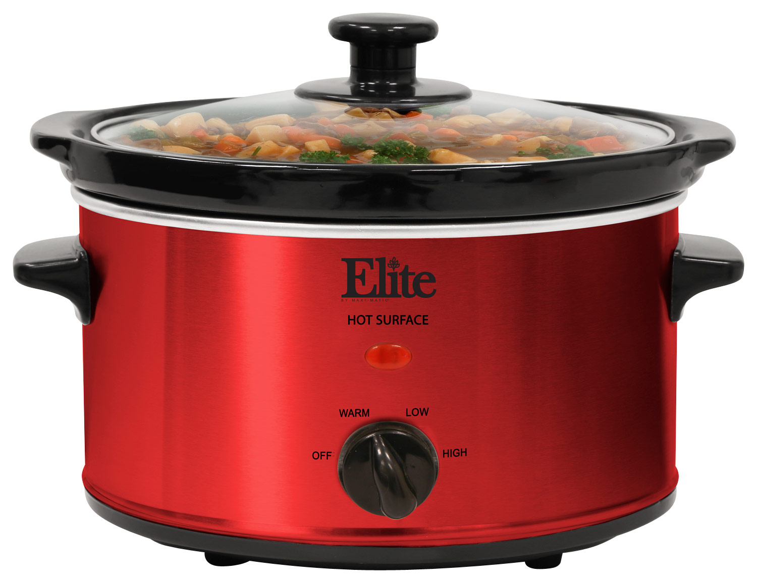 Angle View: Elite Gourmet - 2Qt. Oval Slow Cooker - Red