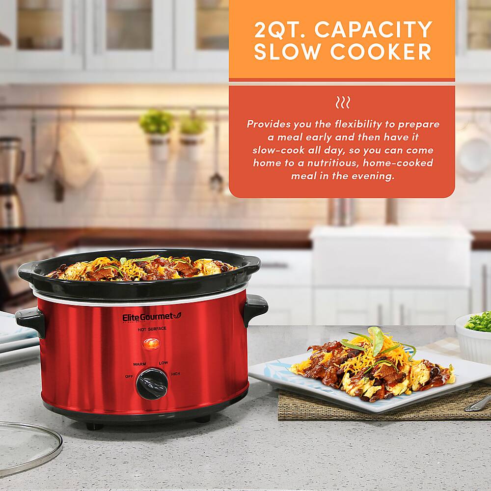 Elite Gourmet 2Qt. Oval Slow Cooker Red MST275XR Best Buy