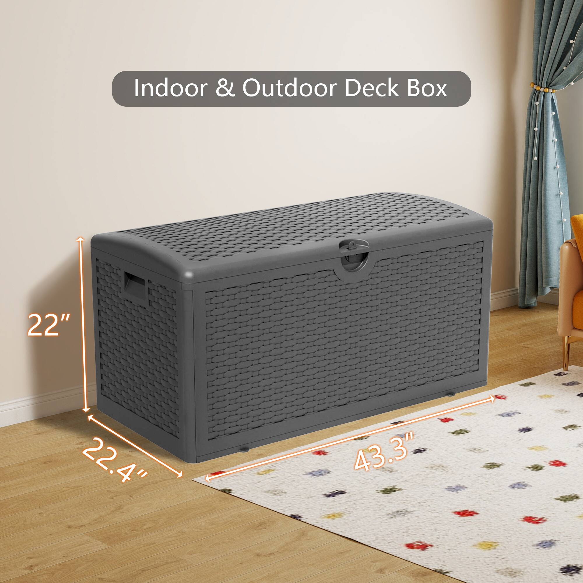 Indoor & Outdoor Deck Box  
22" x 22.4" x 43.3"