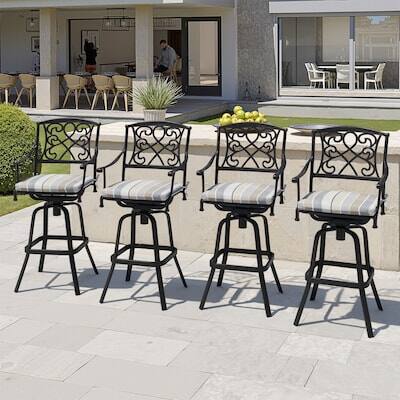 Angle. Crestlive Products - Crestlive Products Cast Aluminum Set 2 Brown Swivel Bar Stool Chair with Cushion - Brown-2PC.