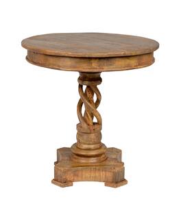 Manhattan Lane - Wooden Round Table with Intricate Braided Pedestal Base - Brown