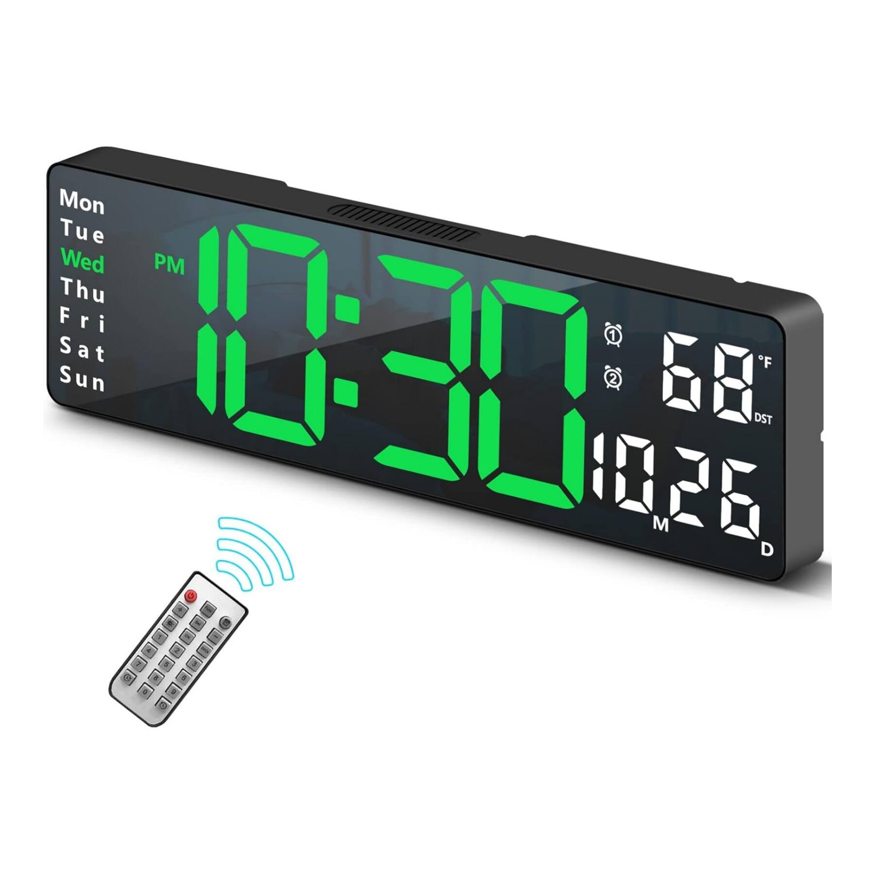Dazzed Corner - Digital Clock, Digital Wall Clock,Wall Clock with Remote Control - Black