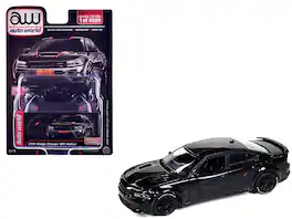 Autoworld - 2021 Dodge Charger SRT Hellcat with Graphics and Orange Stripes Limited Edition to 4800 pieces Worldwide 1/64 - Black
