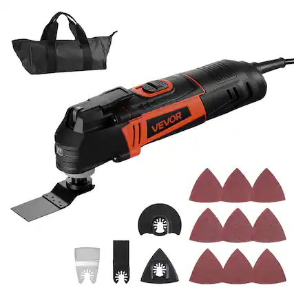 Front. VEVOR - Multitool Oscillating Tool, 4Amps Electric Oscillating Multi Tool Corded with 6 Variable Speeds 7000 - 19000 OPM - Black;orange.
