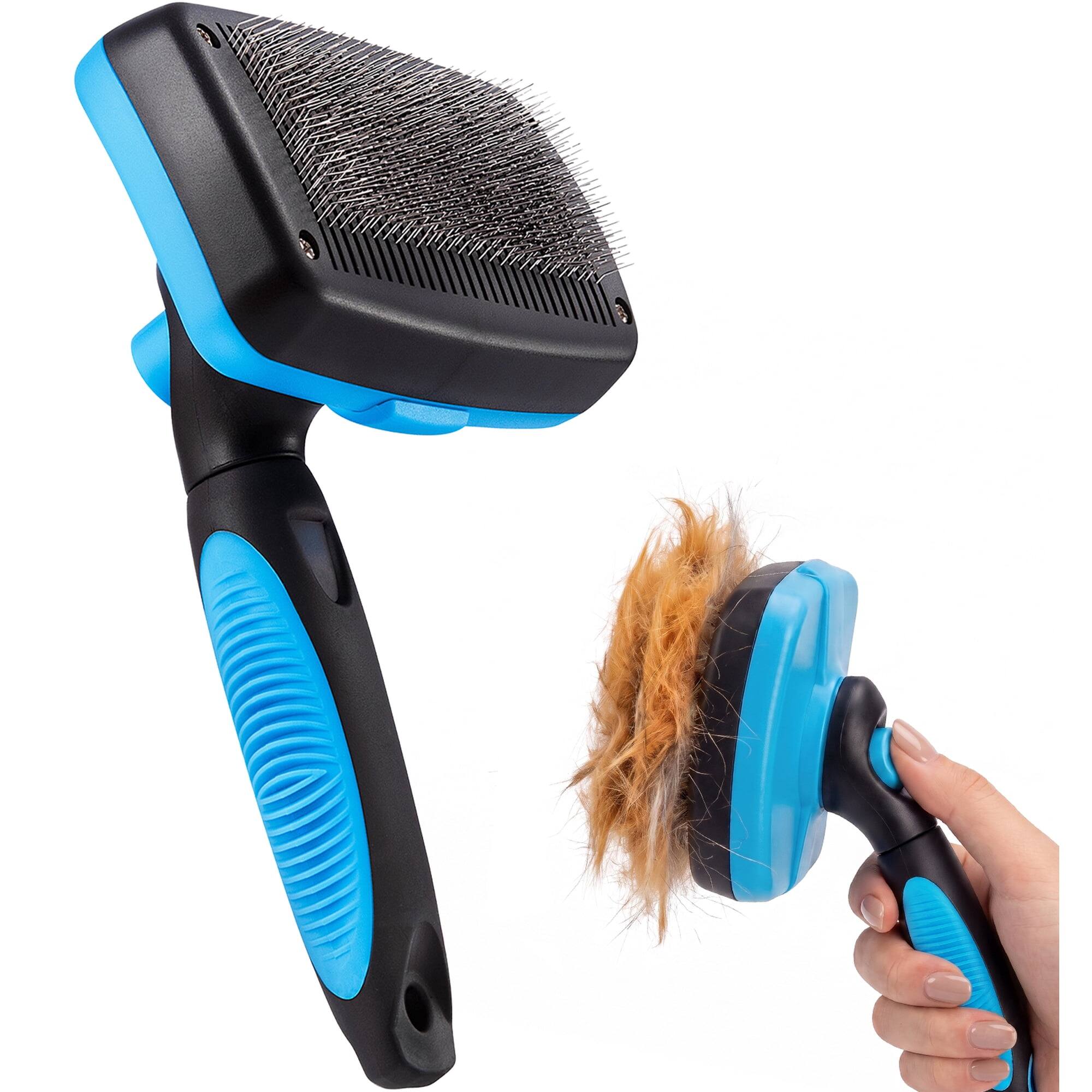 Front. Boshel - Slicker Brush for Dogs, Cats & Pets - Self-Cleaning Grooming Brush for Long & Short Hair, Doodles, Poodles, All Breeds.