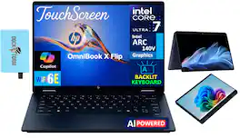 HP - OmniBook X Flip 2-in-1 2-in-1 Laptop 14.0 WUXGA (Intel Ultra 7-256V, 16GB LPDDR5X, Win 11 Home) w/USB Hub - Atmospheric Blue