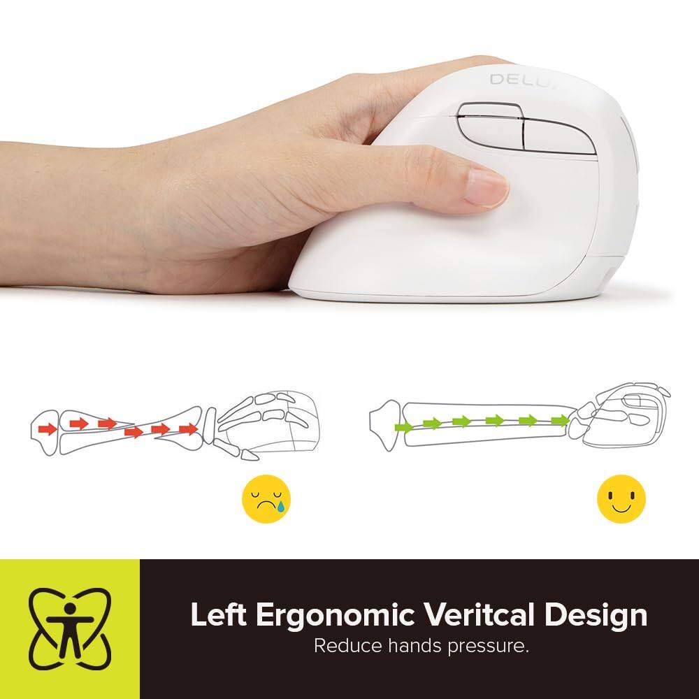 DELL

Left Ergonomic Vertical Design  
Reduce hands pressure.