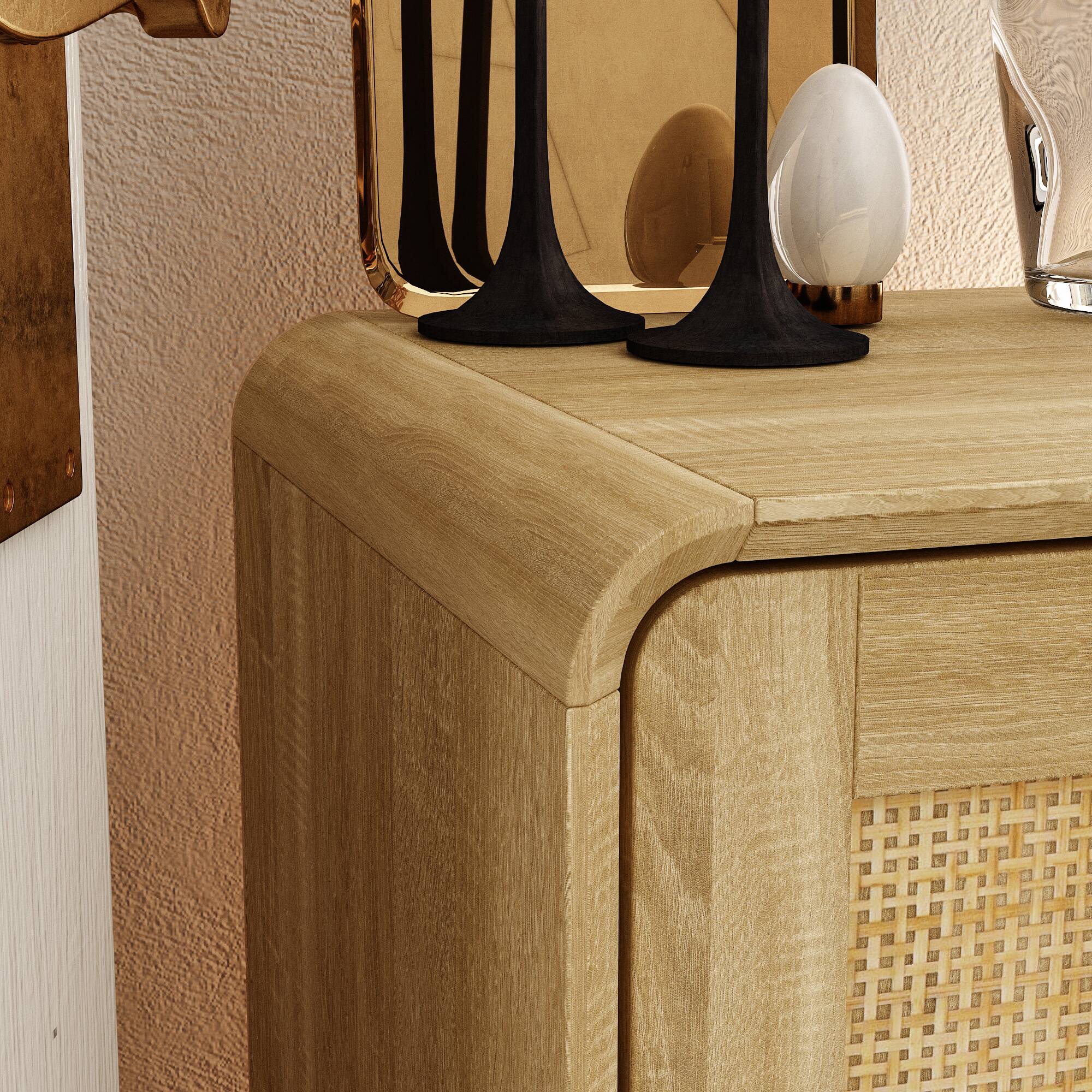 Alt View 4. FUFU & GAGA - FUFU&GAGA Japandi Rattan - Door Storage Cabinet: Anti - Tip, Rounded Edges for Multi - Room Use - Yellow.