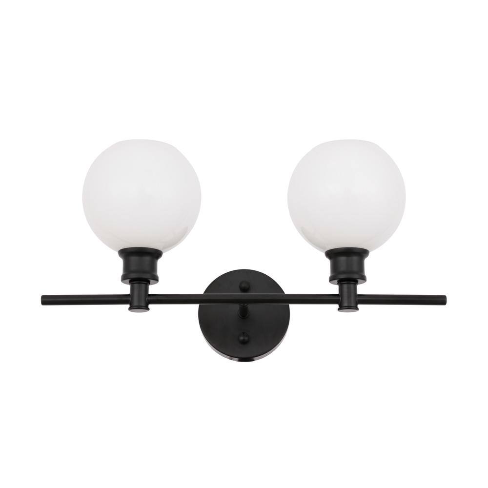 Alt View 7. Living District - Collier 2 light Black and Frosted white glass Wall sconce - Black And Frosted White Glass.