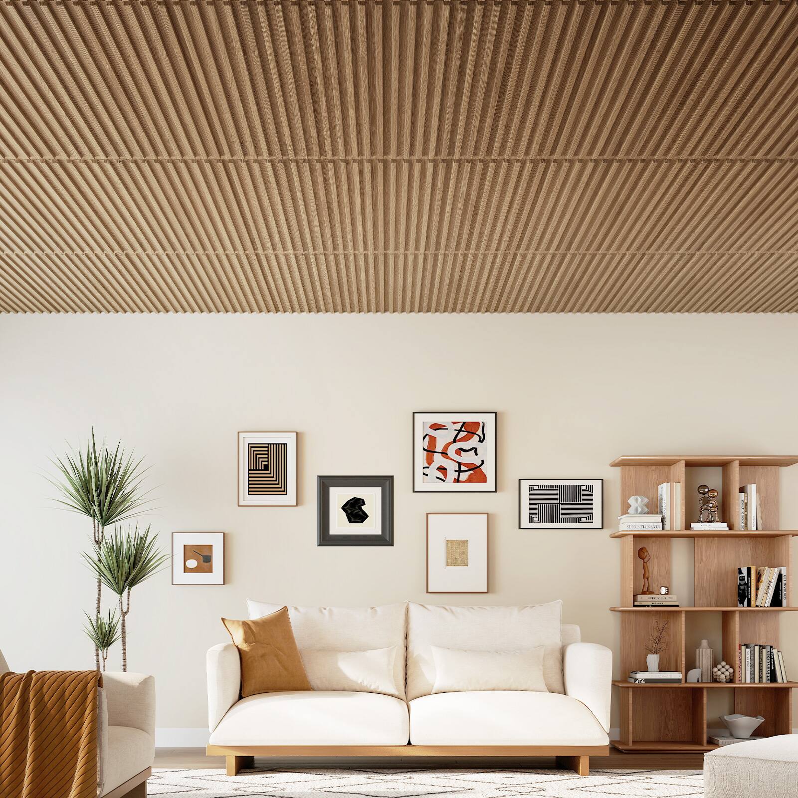 Alt View 1. Costway - Costway 24-Pack PVC Slat Wall Panels, 3D Fluted Panels for Interior Wall Decoration - Walnut.