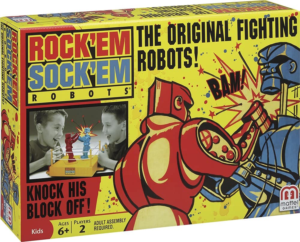 Front. Mattel - Rock 'Em Sock 'Em Robots Game - Red/Blue/Yellow.