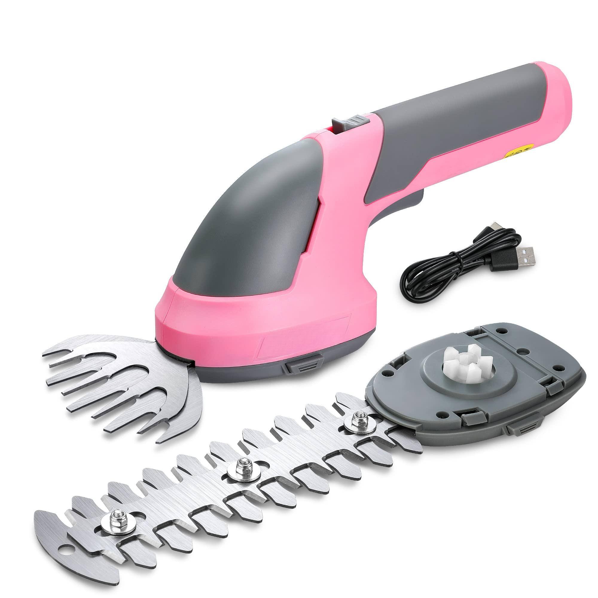 Front. JETRANSPORT - Cordless Grass Shear & Shrubbery Trimmer - 2 In 1 Handheld 7.2v Electric Hedge Shears/grass Rechargeable Lithi - Pink.
