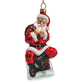 OrnamentallyYou - Santa Claus on Chimney Glass Christmas Ornament - Multi-colored