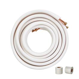 VEVOR - 50FT Mini Split Line Set, 1/4" & 1/2" O.D Copper Pipes Tubing and Triple-Layer Insulation - White